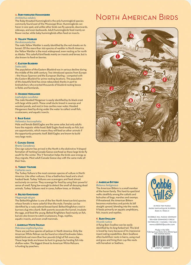 Cobble Hill North American Birds puzzle tavă 35 piese