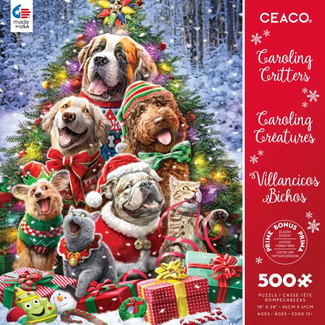 Ceaco Christmas Selfies Caroling Critters puzzle 500 piese