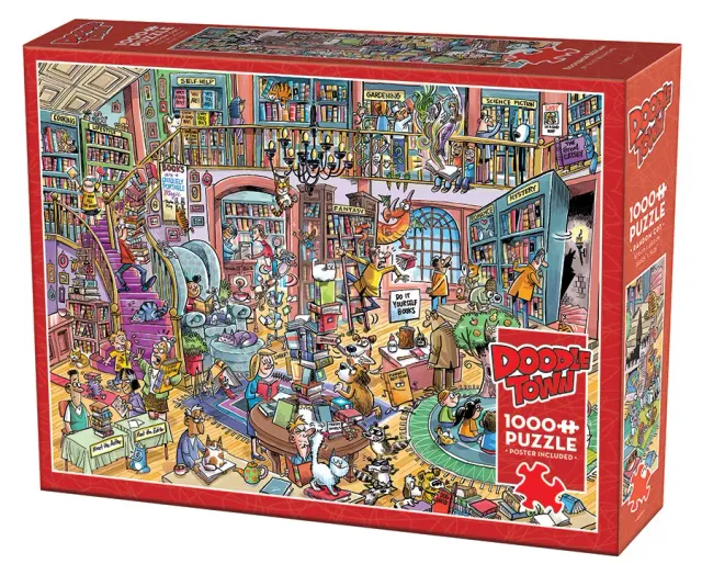 Cobble Hill DoodleTown Bookshop Bedlam puzzle 1000 piese umor