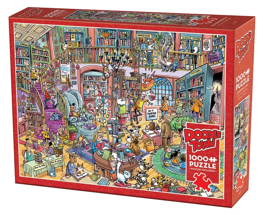 Cobble Hill DoodleTown Bookshop Bedlam puzzle 1000 piese umor