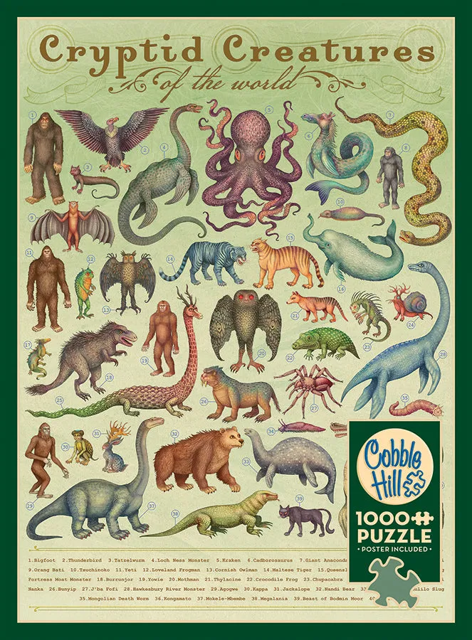 Cobble Hill Cryptid Creatures puzzle 1000 piese monștri