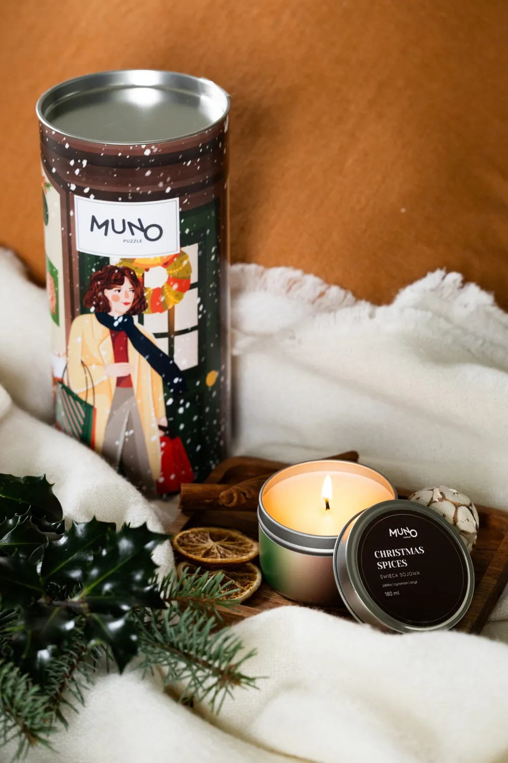 MunoCandle lumanare soia Christmas Spices 180 ml scortisoara