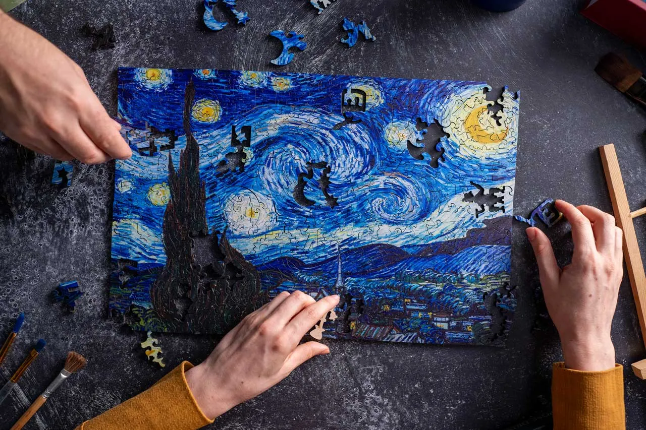 Mosaic Puzzles Starry Night Van Gogh puzzle lemn 500 piese cer