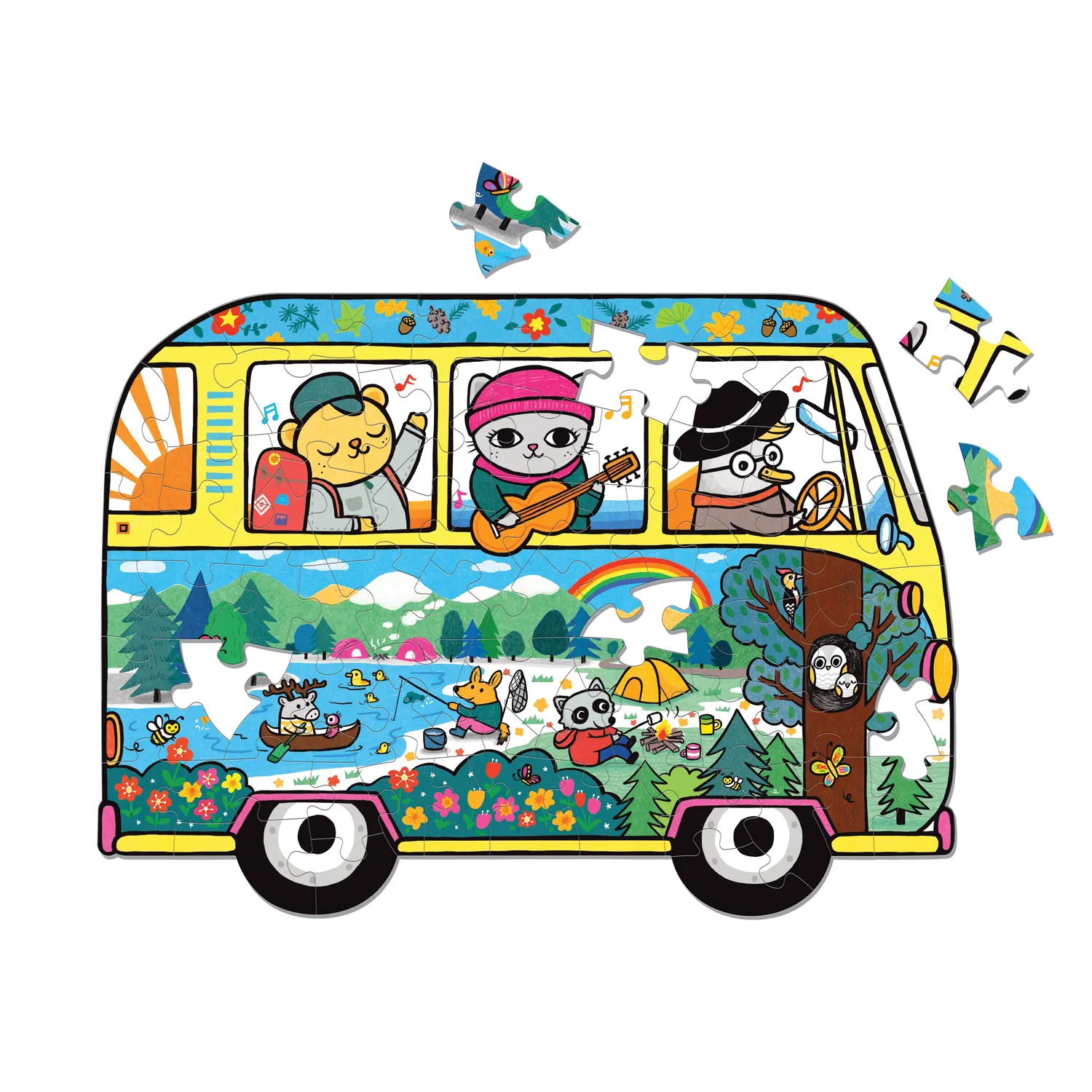 Mudpuppy Adventure Van puzzle 75 piese formă dubă 50x36 cm
