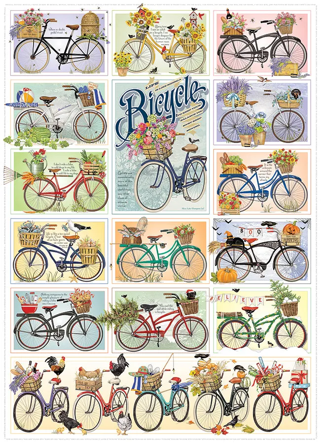 Cobble Hill Bicycles puzzle 1000 piese colaj biciclete