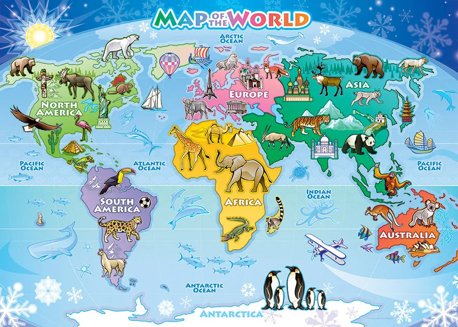 Cobble Hill World Map Tray puzzle 35 piese harta