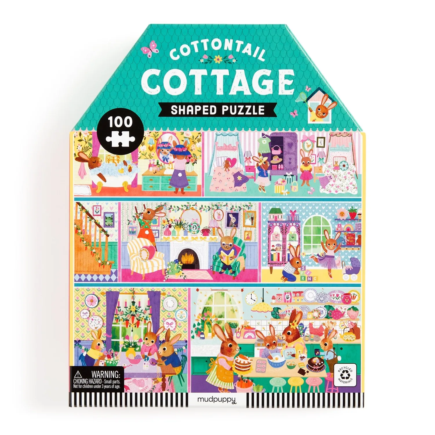 Mudpuppy Cottontail Cottage puzzle casă 100 piese 43x56 cm