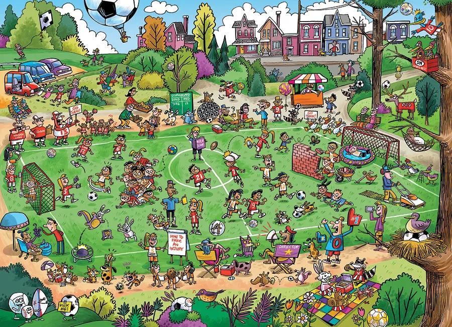 Cobble Hill DoodleTown Offside Antics puzzle 1000 piese fotbal