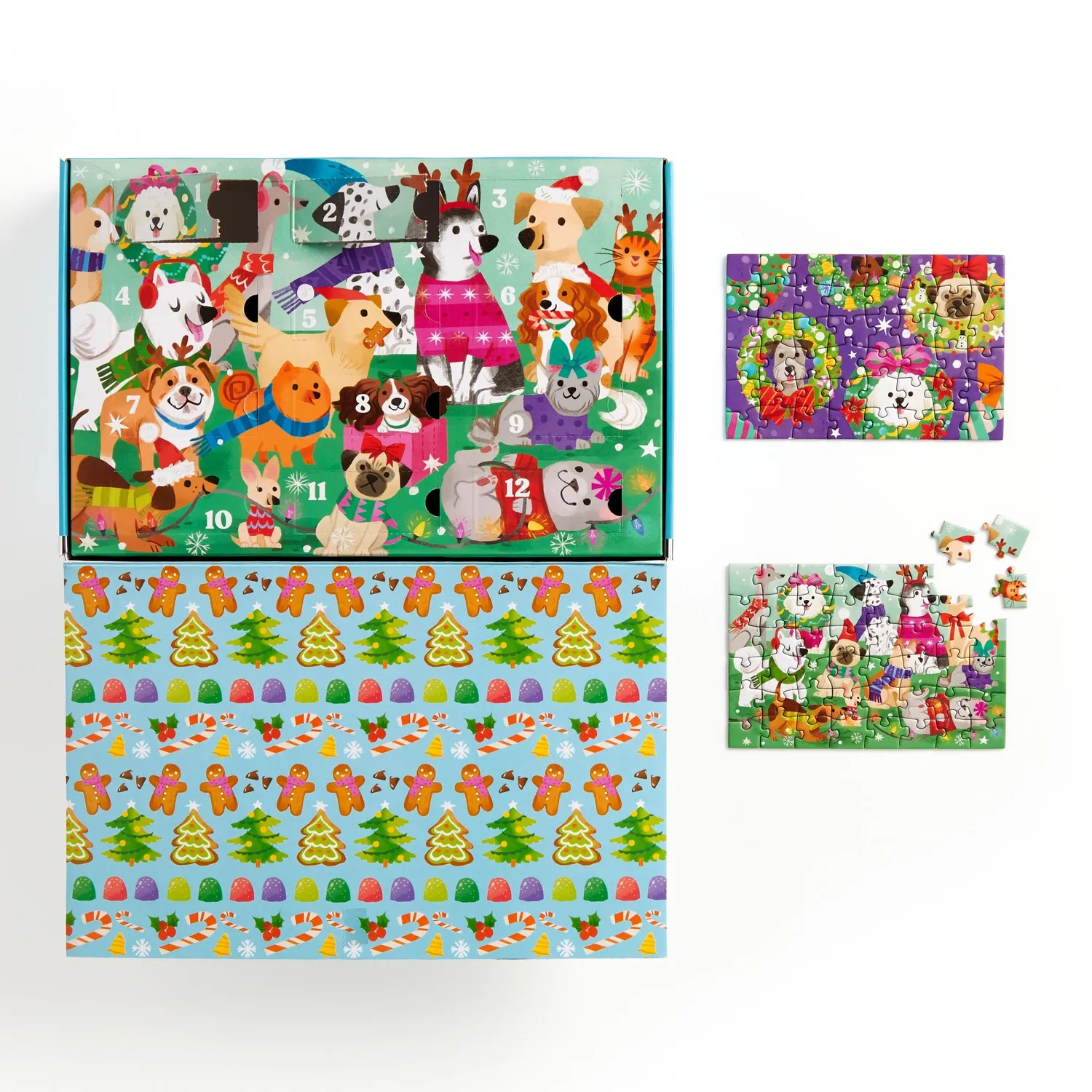 Mudpuppy Ho Ho Howl! Set calendar 12 puzzle 48 piese