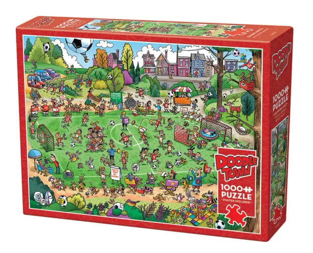 Cobble Hill DoodleTown Offside Antics puzzle 1000 piese fotbal
