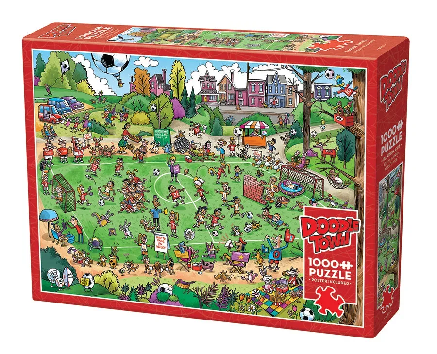 Cobble Hill DoodleTown Offside Antics puzzle 1000 piese fotbal