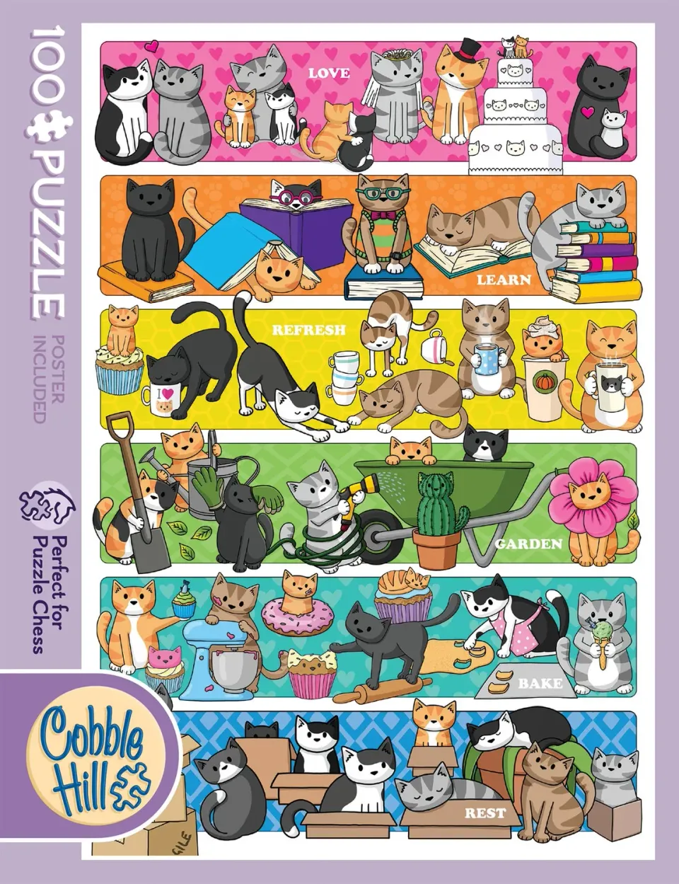 Cobble Hill Doodlecat Days puzzle 100 piese pisici