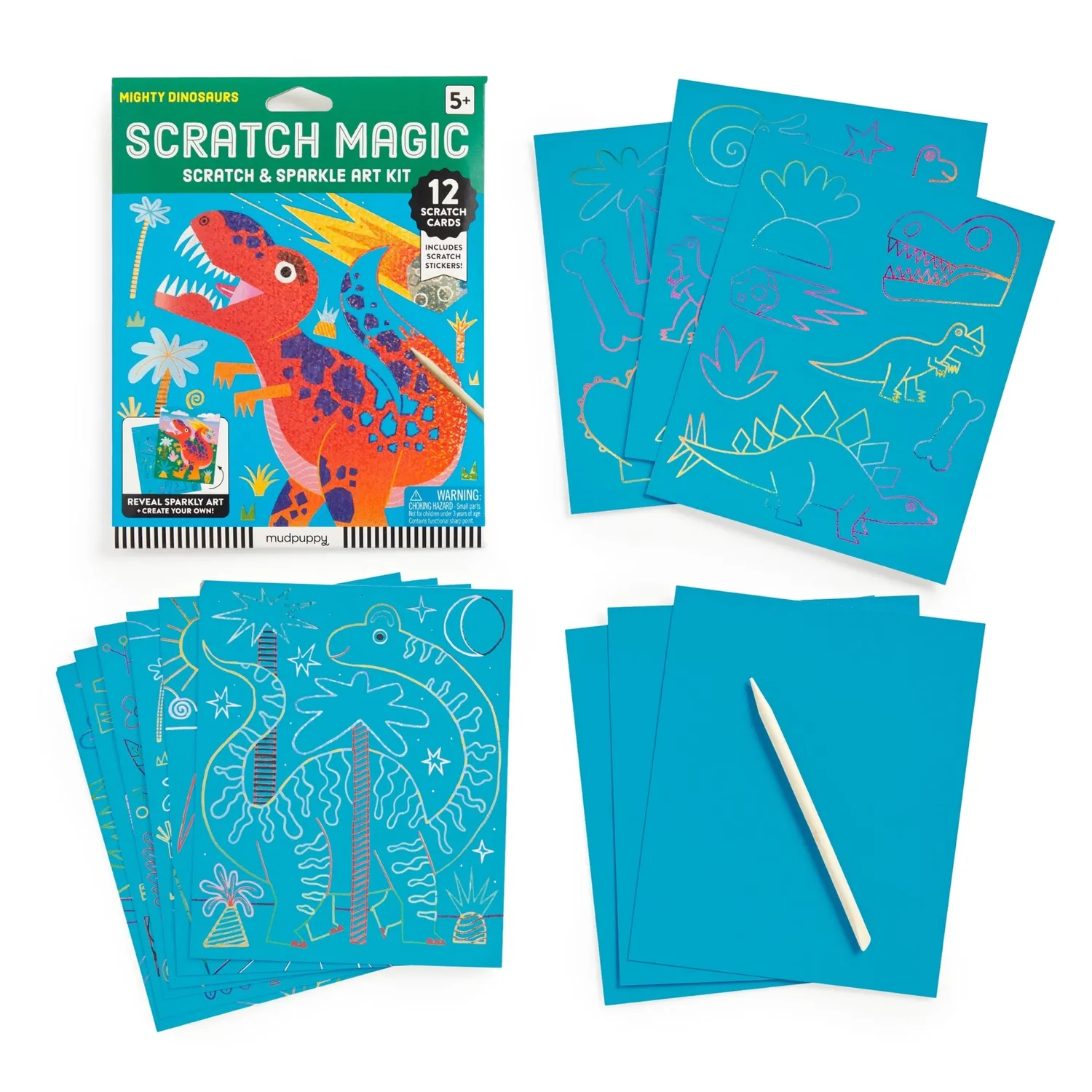 Mudpuppy Mighty Dinosaurs Scratch Magic kit razuibil dinozauri