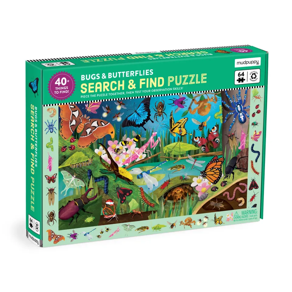 Mudpuppy Bugs & Butterflies puzzle 64 piese search & find
