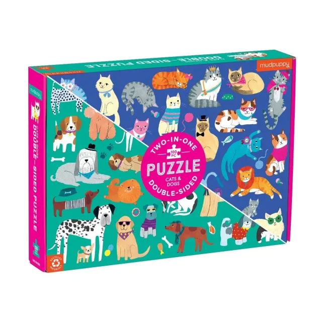 Mudpuppy Cats & Dogs puzzle 100 piese dublu-față