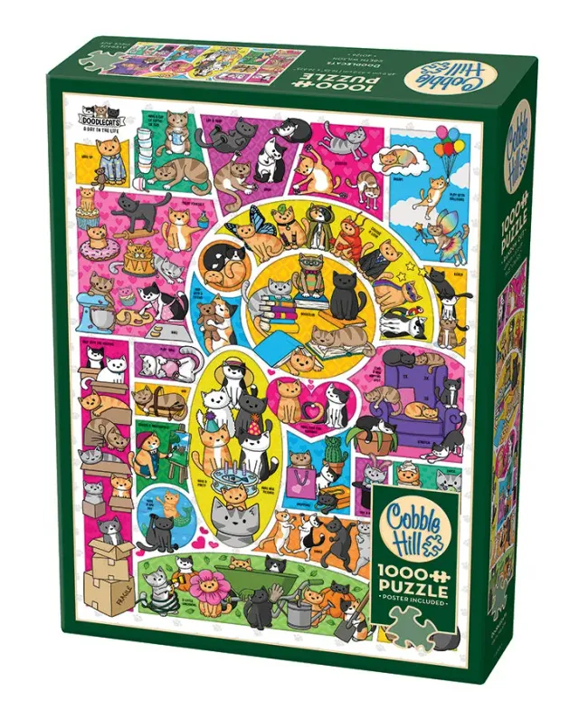 Cobble Hill Doodlecats puzzle 1000 piese pisici