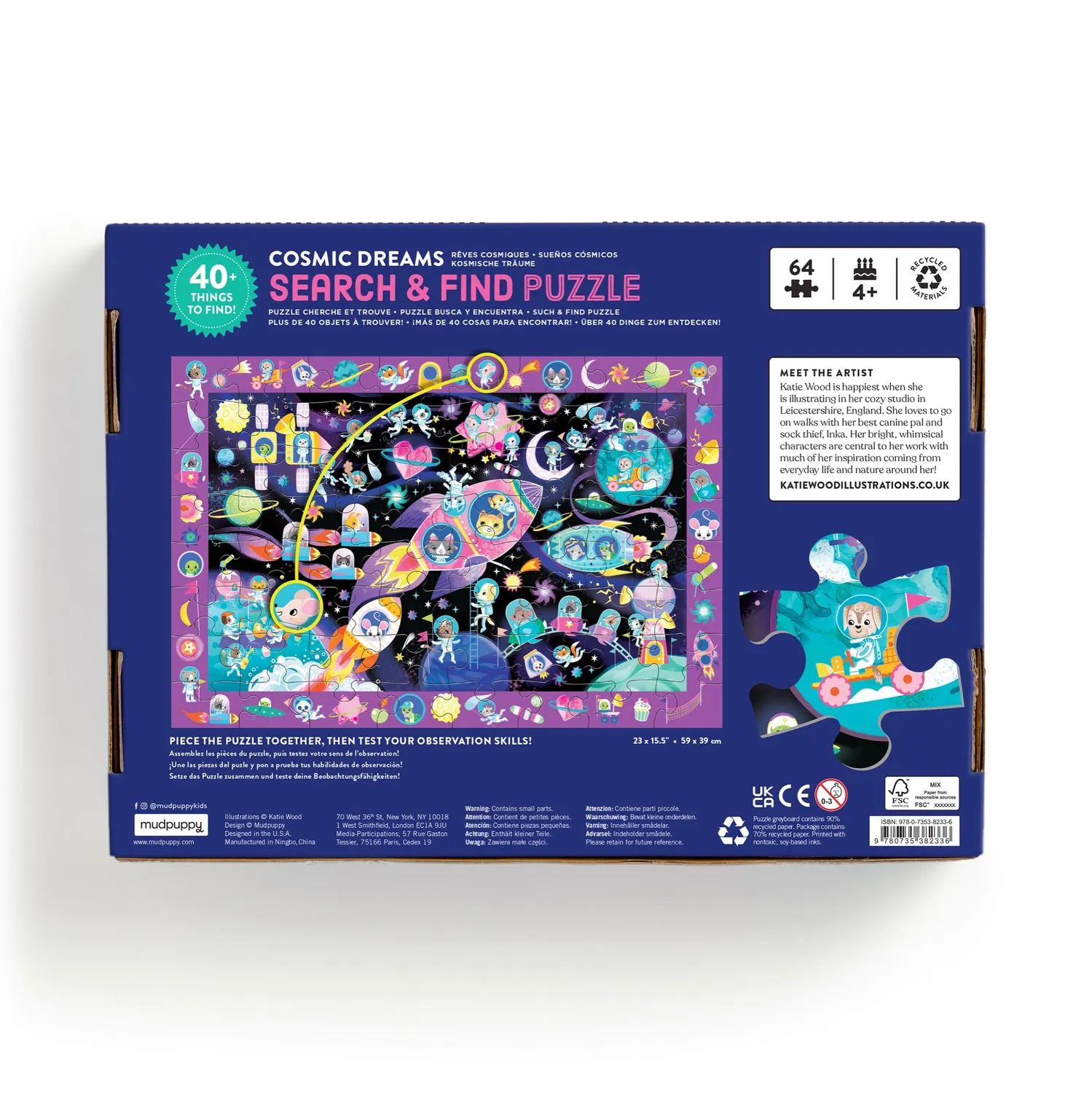 Mudpuppy Cosmic Dreams puzzle 64 piese copii cosmos