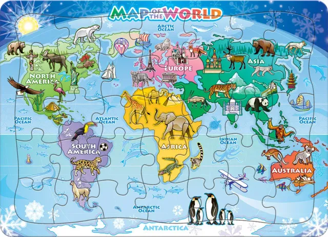Cobble Hill World Map Tray puzzle 35 piese harta