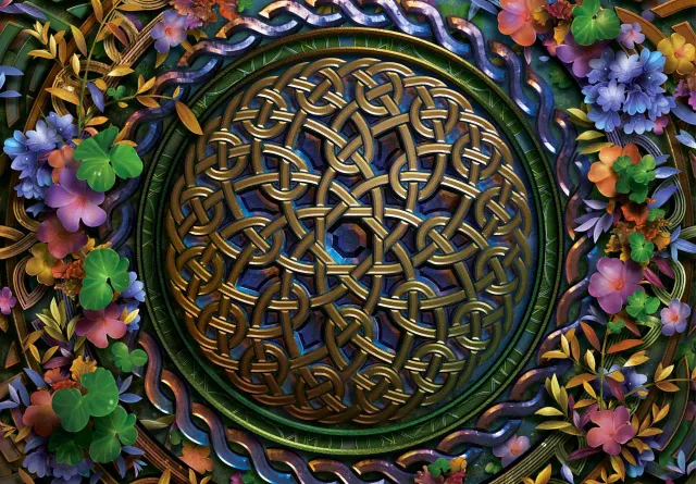 Mosaic Puzzles Celtic Knots and Shamrocks puzzle lemn 500 piese verde