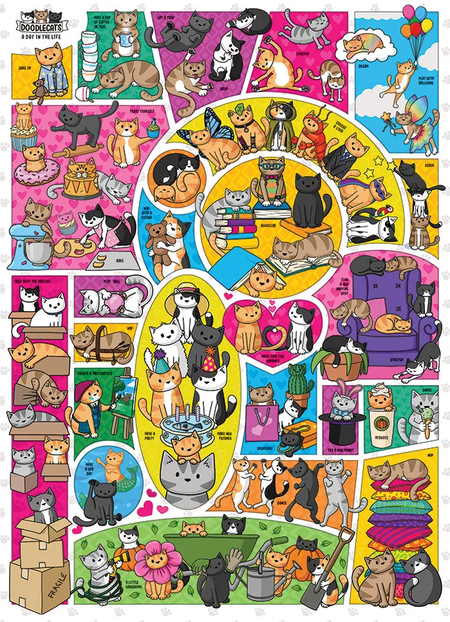 Cobble Hill Doodlecats puzzle 1000 piese pisici