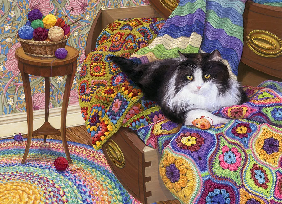 Cobble Hill Comfy Cat puzzle 1000 piese pisică