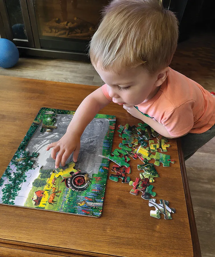 Cobble Hill Red Tractor puzzle tavă 35 piese fermă