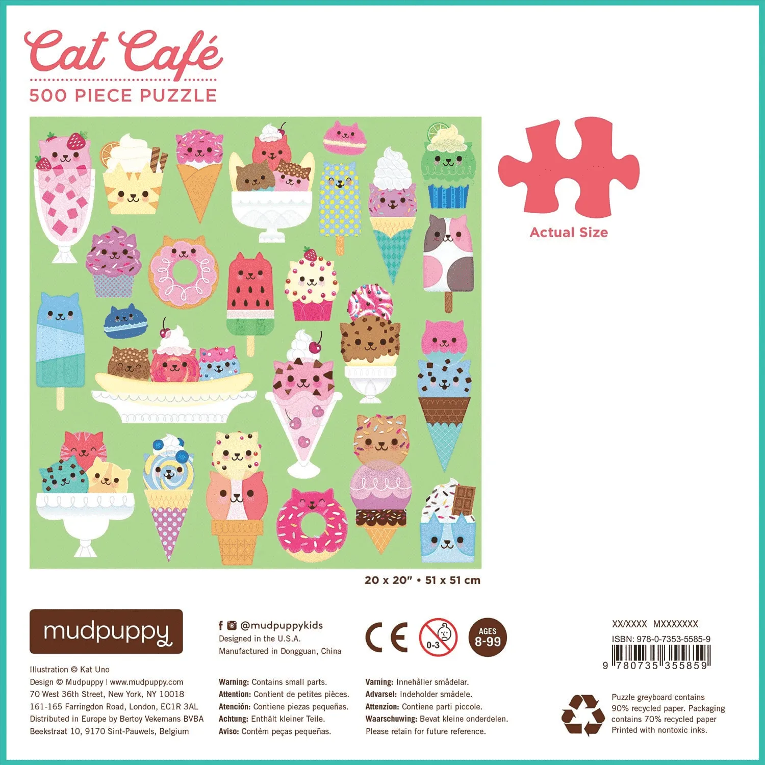 Mudpuppy Cat Cafe puzzle familie 500 piese