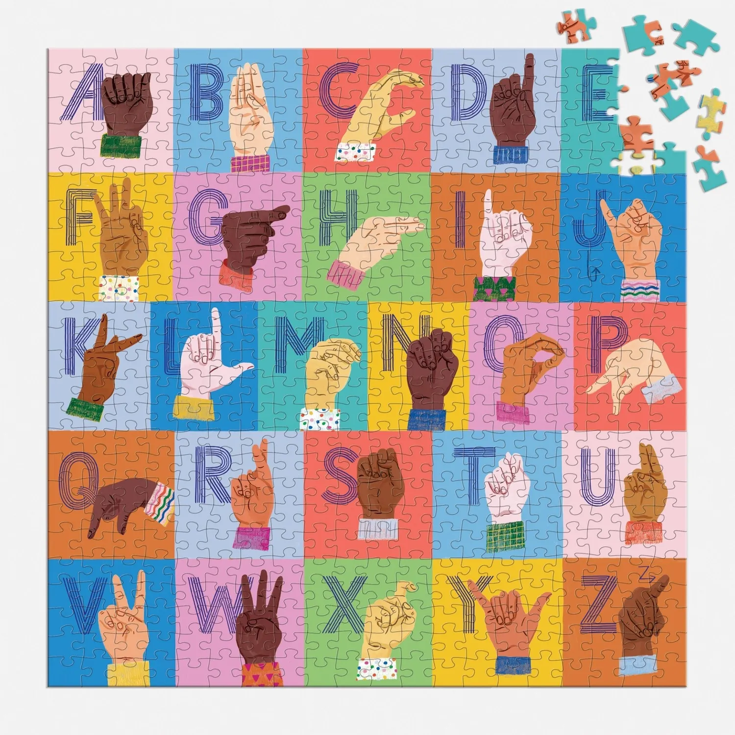 Mudpuppy American Sign Language Alphabet puzzle 500 piese educativ