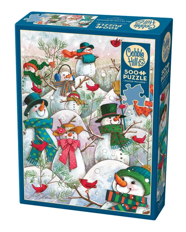 Cobble Hill Hill of a Lot of Snowmen puzzle 500 piese