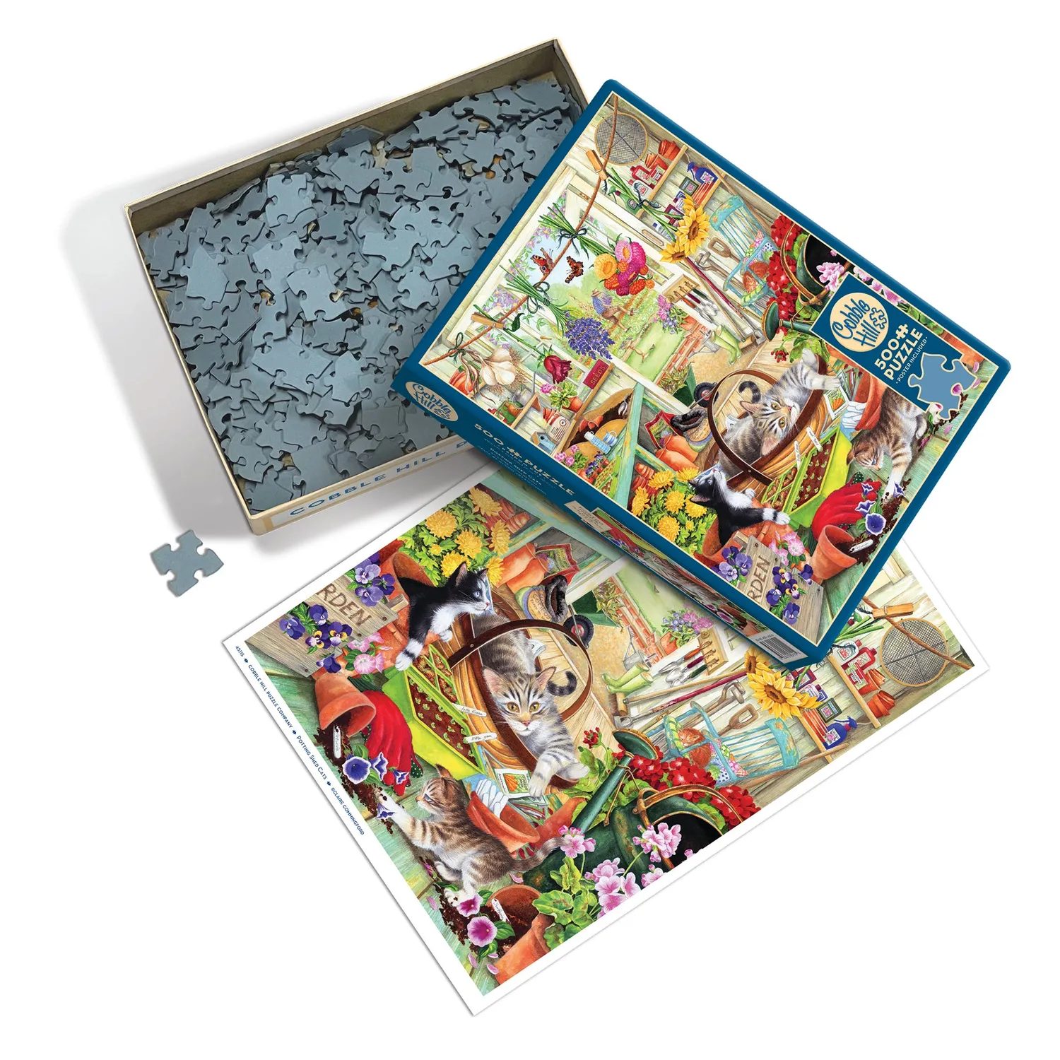 Cobble Hill Potting Shed Cats puzzle 500 piese pisici