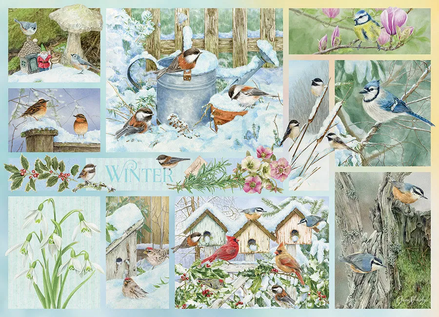Cobble Hill Garden Birds in Winter puzzle 500 piese iarnă