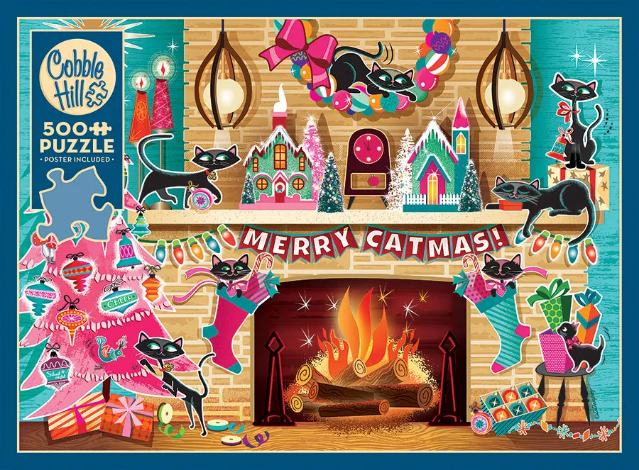 Cobble Hill Merry Catmas puzzle 500 piese Crăciun