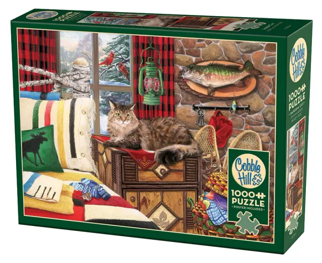 Cobble Hill Lodge Cat puzzle 1000 piese iarna