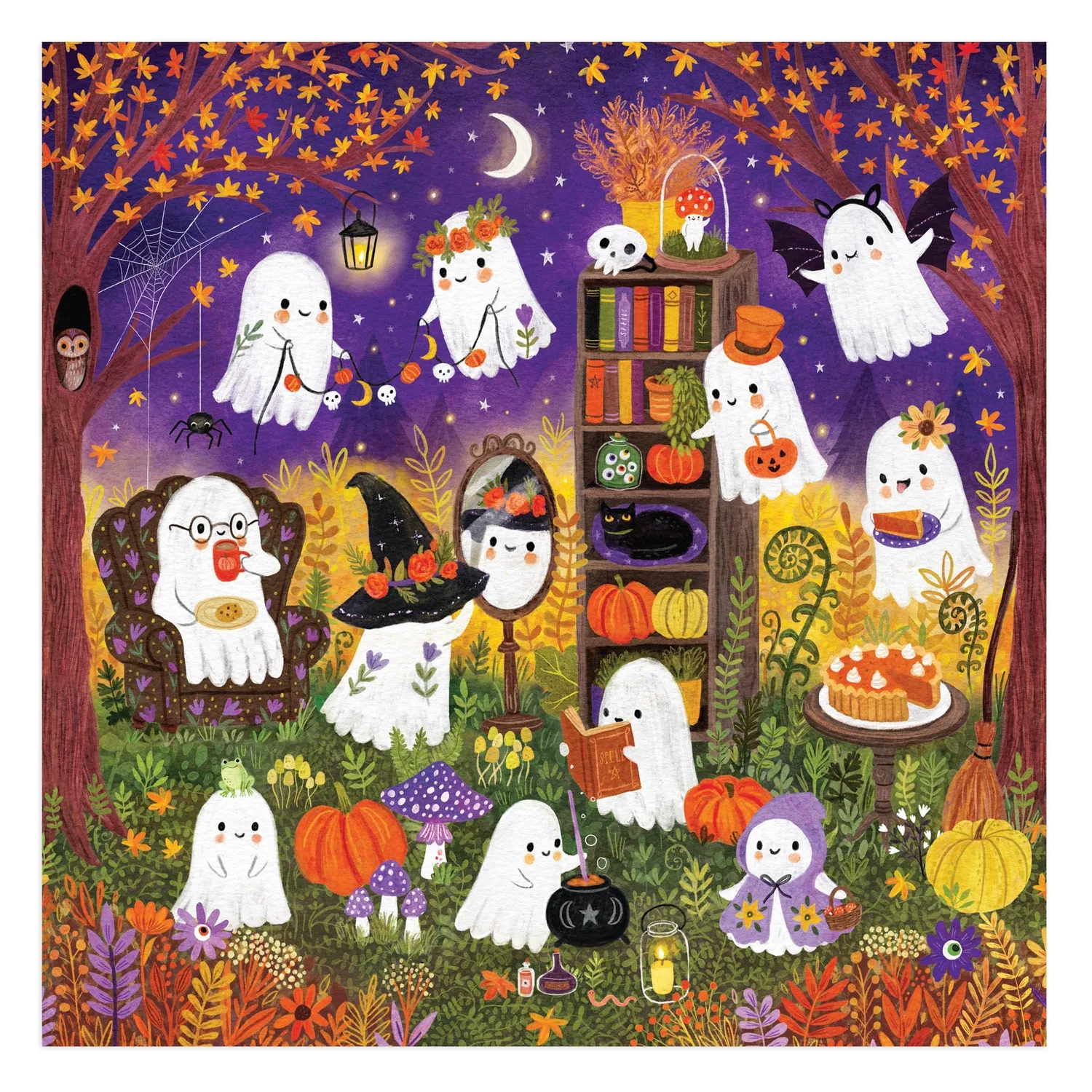 Mudpuppy Ghostly Gathering puzzle 500 piese familie Halloween