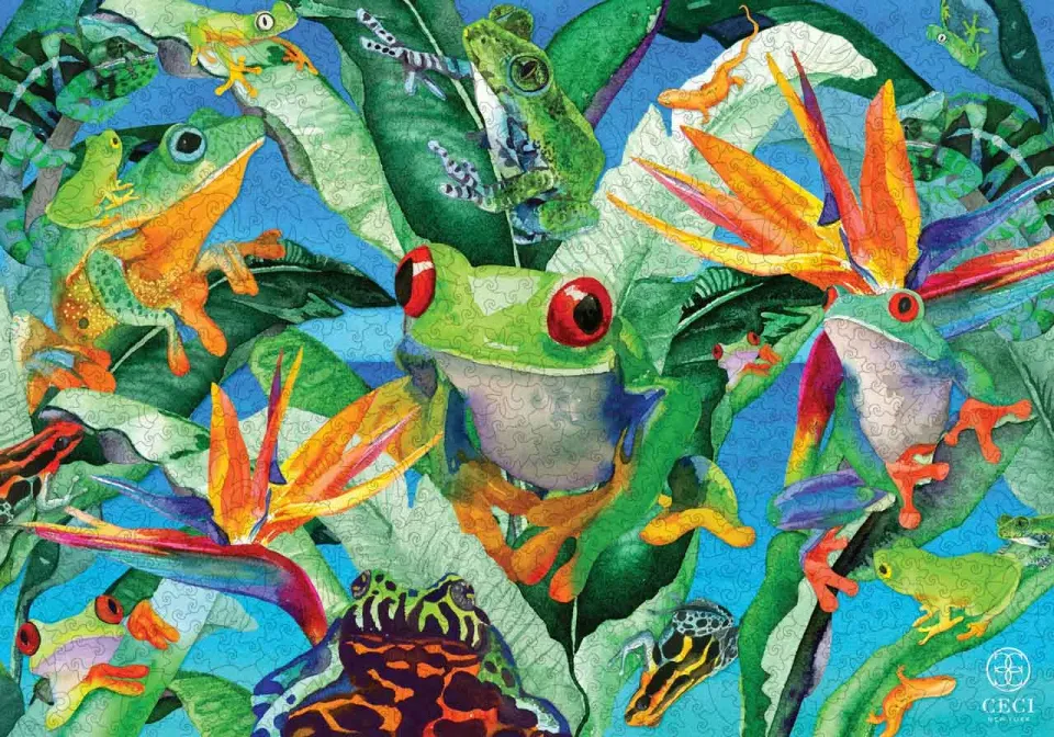 Mosaic Puzzles Ceci New York Frogs of Paradise puzzle lemn 500 piese junglă