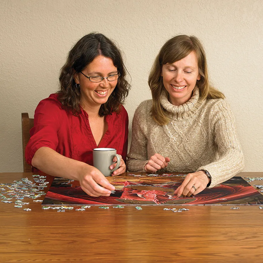 Cobble Hill Dragon's Lair puzzle 1000 piese dragon roșu