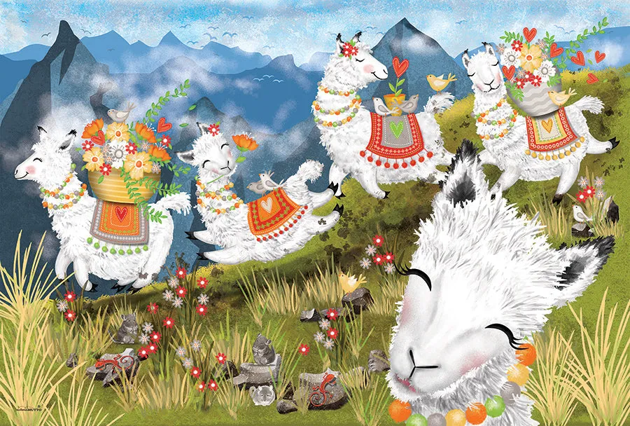 Cobble Hill Leaping Llamas puzzle podea 36 piese lame