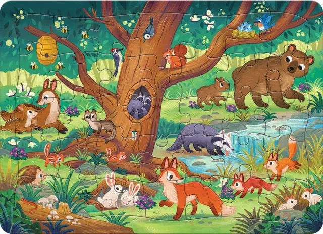 Cobble Hill Forest Scene puzzle tavă 35 piese animale