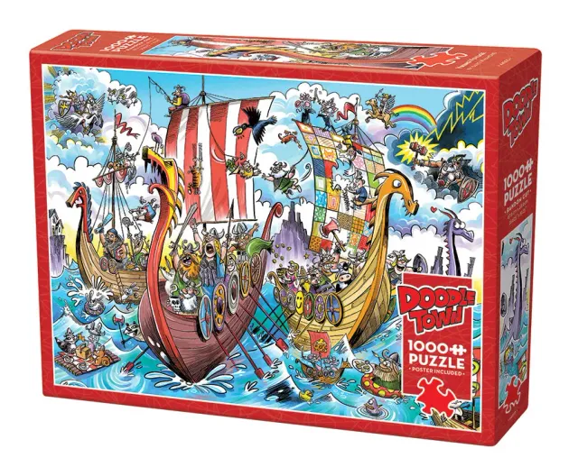 Cobble Hill DoodleTown Viking Voyage puzzle 1000 umor