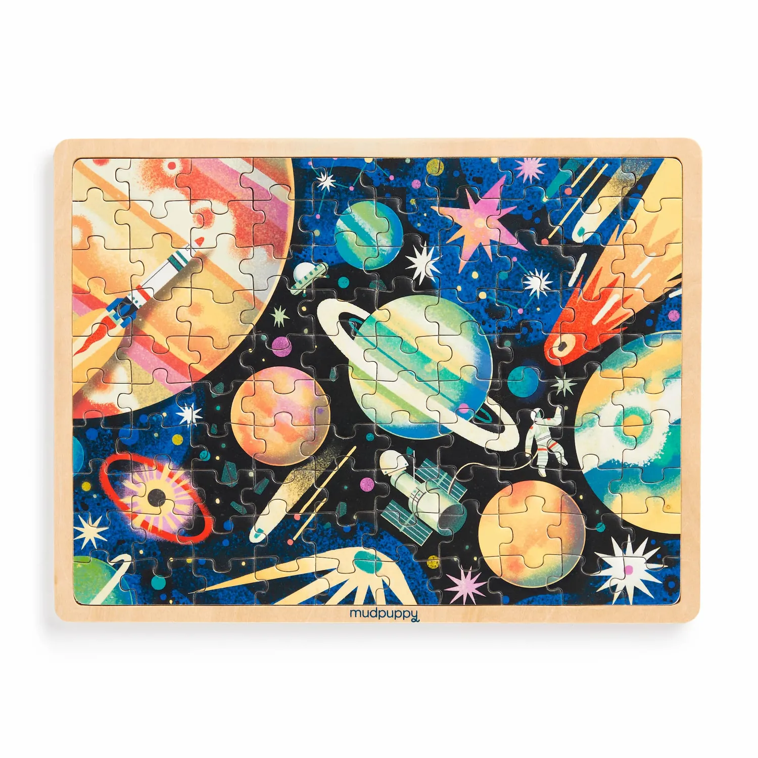 Mudpuppy Space Mission puzzle lemn 100 piese cu suport 5+ ani