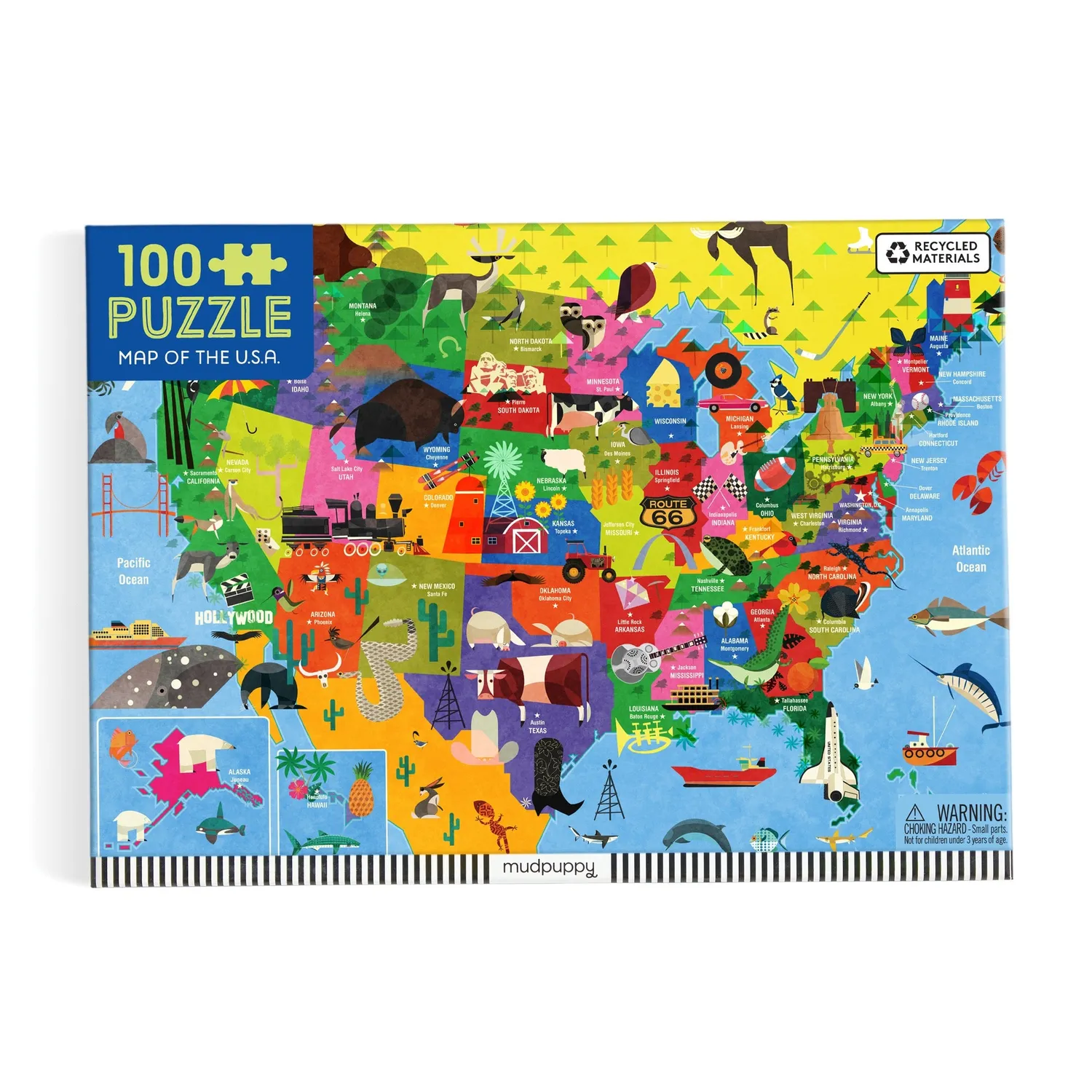 Mudpuppy Map of the U.S.A. puzzle 100 piese harta