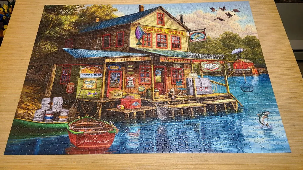 Cobble Hill Bob's Beer & Bait puzzle 1000 piese pescuit