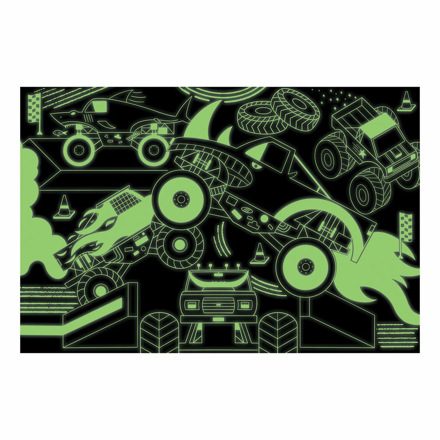 Mudpuppy Monster Trucks puzzle 100 piese fosforescent
