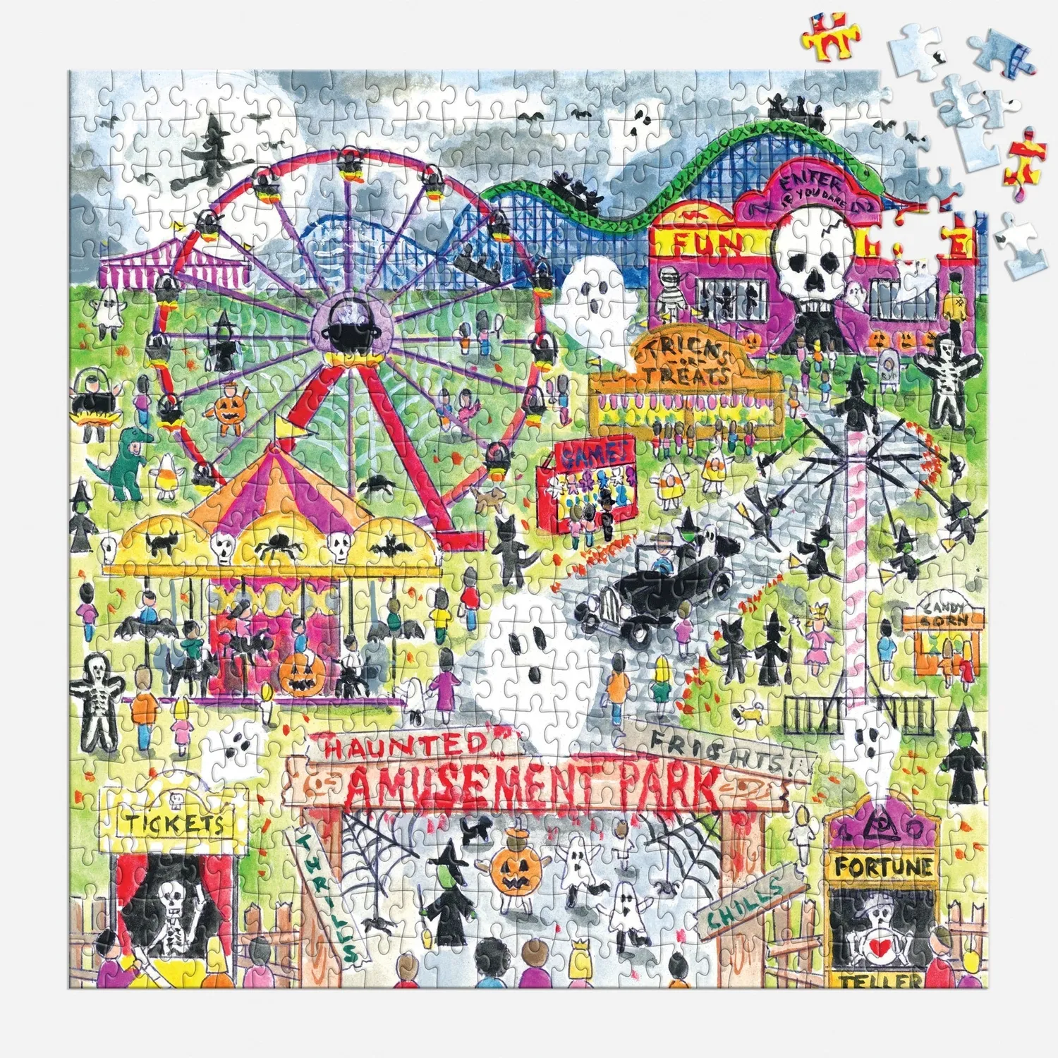 Mudpuppy Michael Storrings Haunted Amusement Park puzzle 500 piese Halloween