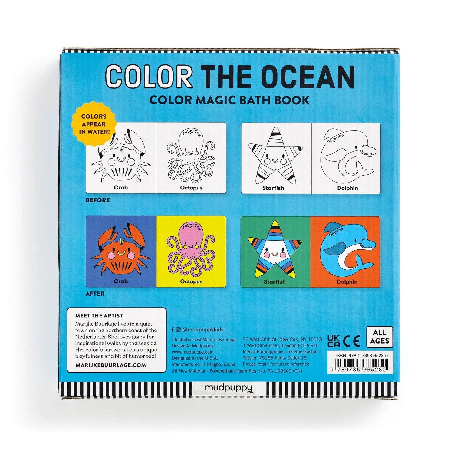 Mudpuppy Color the Ocean carte baie 6 pagini magica