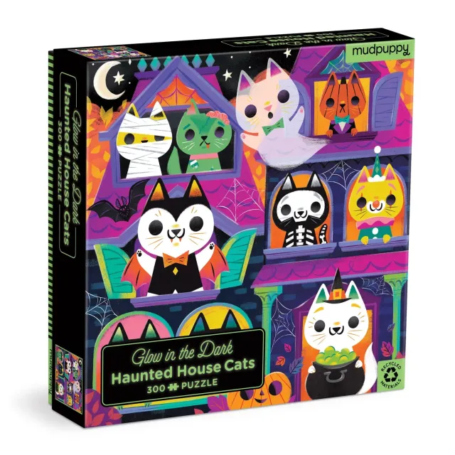 Mudpuppy Haunted House Cats puzzle 300 piese fosforescent