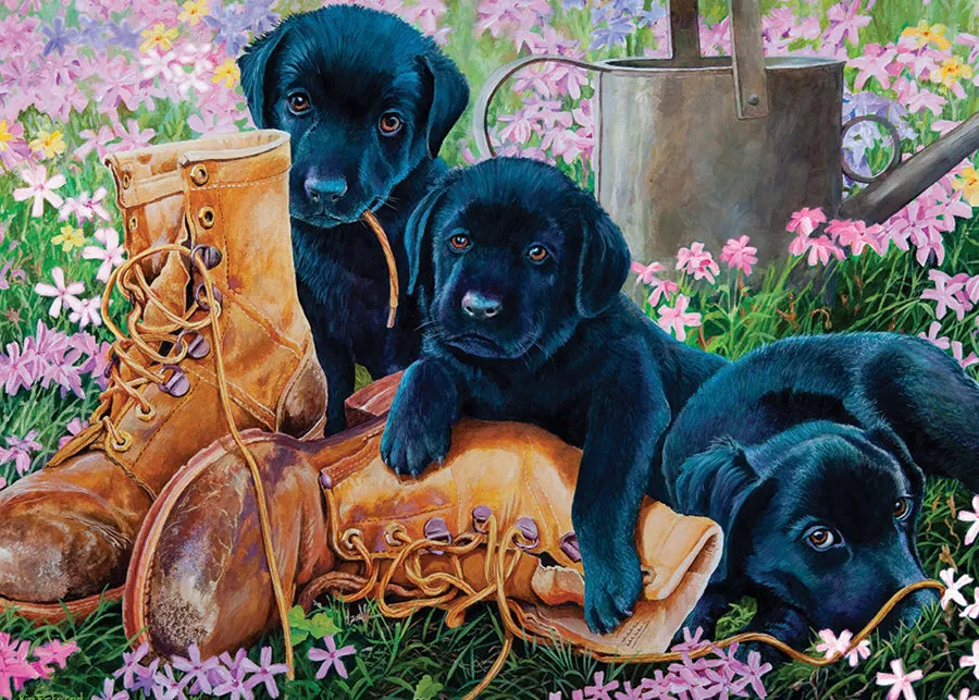 Cobble Hill Black Lab Puppies puzzle 35 piese tava catei