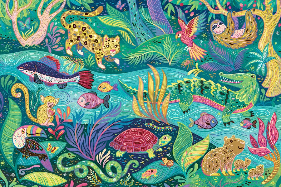 Cobble Hill In the Rainforest puzzle podea 35 piese animale