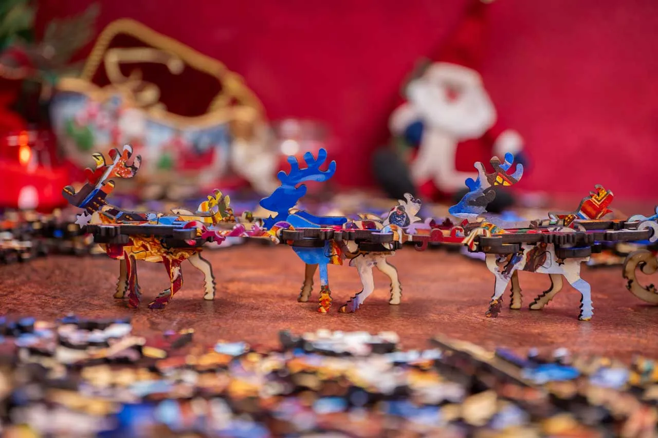 Mosaic Heritage 3D Santa's Sleigh Ride puzzle lemn 1000 piese Crăciun