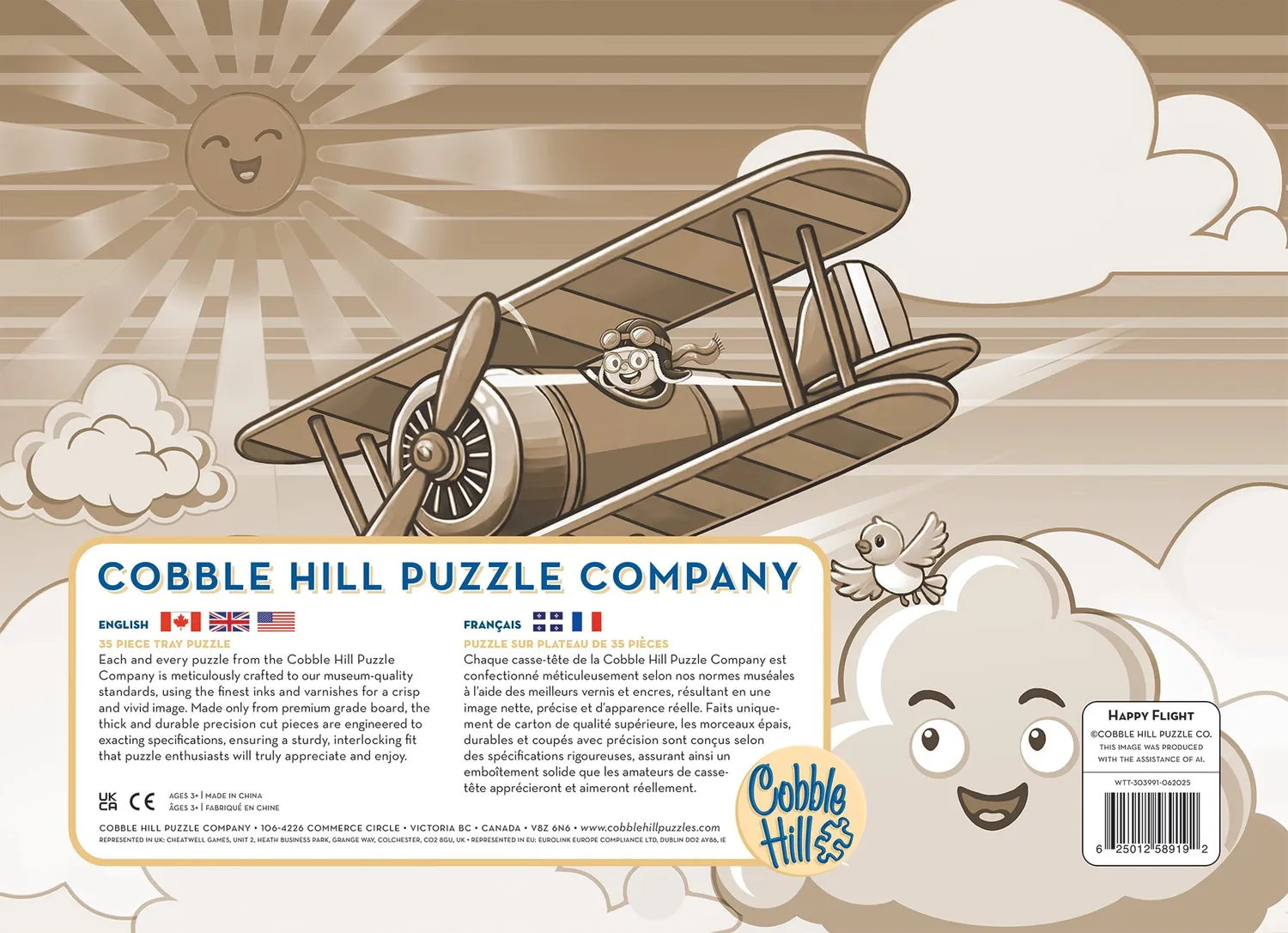 Cobble Hill Happy Flight puzzle tavă 35 piese avion